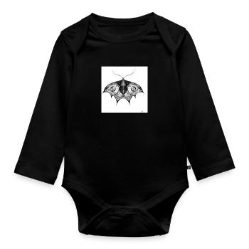 Ink Moth Black - Organic Longsleeve Baby Bodysuit - black - Front