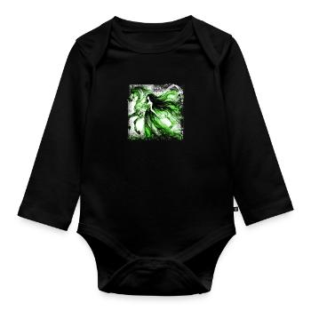 Flowers Women girl fashion design art female style - Organic Longsleeve Baby Bodysuit - black - Front