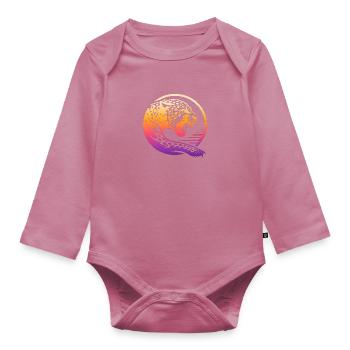 animal beast wildlife animal species art forest flora - Organic Longsleeve Baby Bodysuit - mauve - Front