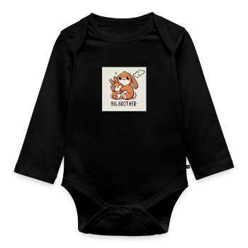 Big Brother-Großer Bruder Hase - Baby Bio-Langarm-Body - Schwarz - Vorne
