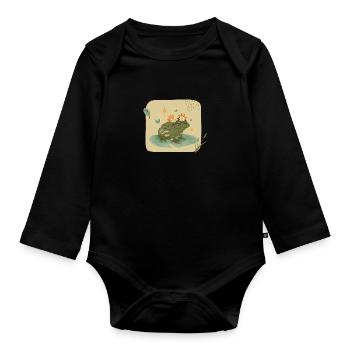 Frog Princess - Organic Longsleeve Baby Bodysuit - black - Front