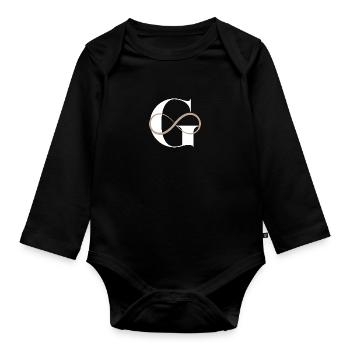 Infinite letter g - Organic Longsleeve Baby Bodysuit - black - Front