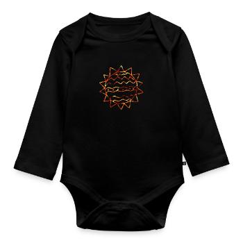 Burning Fire Sun - Organic Longsleeve Baby Bodysuit - black - Front
