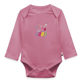 Year of birth 2003 wildflowers - Organic Longsleeve Baby Bodysuit - mauve - Front