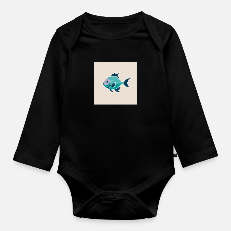 Fisch - Baby Bio-Langarm-Body - Schwarz