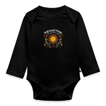 Reborn, Reveal, Achieve- Year's Resolution - Organic Longsleeve Baby Bodysuit - black - Front