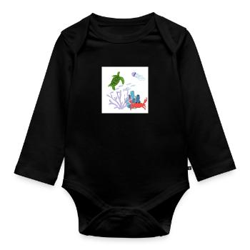Coral reef - Organic Longsleeve Baby Bodysuit - black - Front