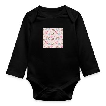 Motifs pour le café et les sucreries Café et sucré - Body Bébé bio manches longues - noir - Devant