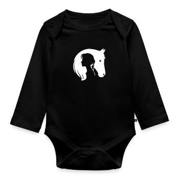 Equestrian Elegance - Organic Longsleeve Baby Bodysuit - black - Front