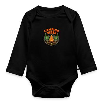 Camping Vibes Campfire Nature Camper - Organic Longsleeve Baby Bodysuit - black - Front
