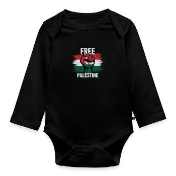 Free Palestine - Organic Longsleeve Baby Bodysuit - black - Front