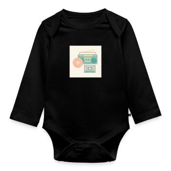 80er Jahre Musik - Baby Bio-Langarm-Body - Schwarz - Vorne