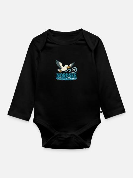 Nordsee - Baby Bio-Langarm-Body - Schwarz