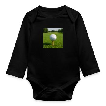 Sport - Golf, golf ball on tee - Organic Longsleeve Baby Bodysuit - black - Front