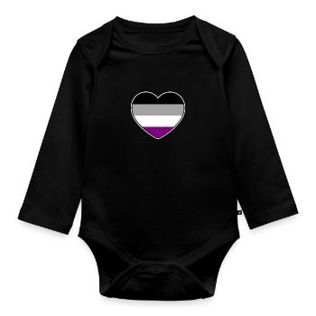 Coeur aux couleurs du drapeau asexué - Body Bébé bio manches longues - noir - Devant