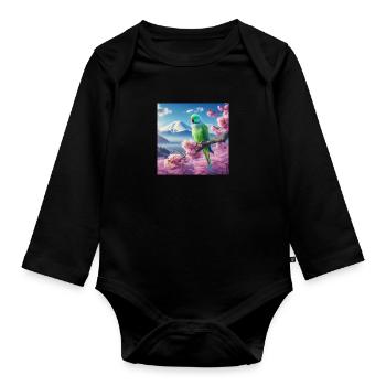 Parrot love - Organic Longsleeve Baby Bodysuit - black - Front