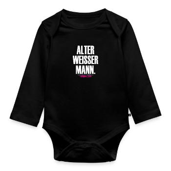 ALTER WEISSER MANN Shirt Design - Baby Bio-Langarm-Body - Schwarz - Vorne