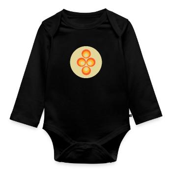 70s Pattern Retro Hippie Flowers Power - Organic Longsleeve Baby Bodysuit - black - Front