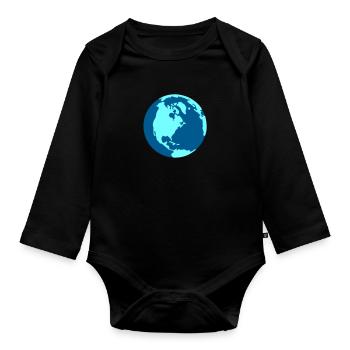 Weltkugel - Baby Bio-Langarm-Body - Schwarz - Vorne