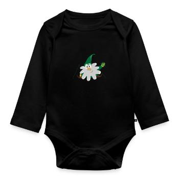 dwarf gnome - Organic Longsleeve Baby Bodysuit - black - Front