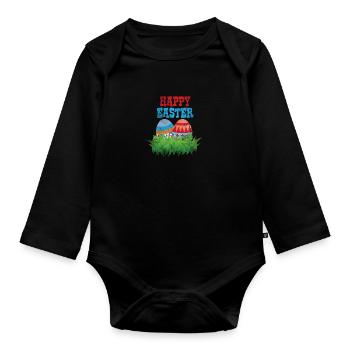 Ostern Ostereier Osterhase Jesus Osterfest Christ - Baby Bio-Langarm-Body - Schwarz - Vorne