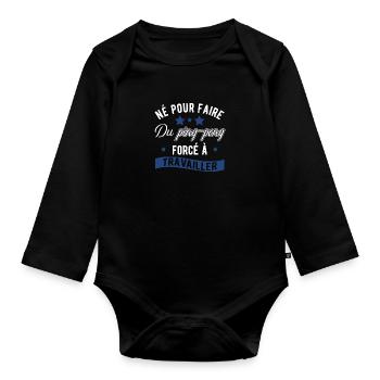 Né pour le ping pong cadeau - Body Bébé bio manches longues - noir - Devant