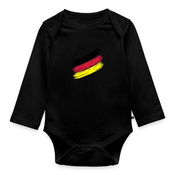 NATION Stripes - CHOOSE UR OWN COUNTRY COLORS! - Baby Bio-Langarm-Body - Schwarz - Vorne