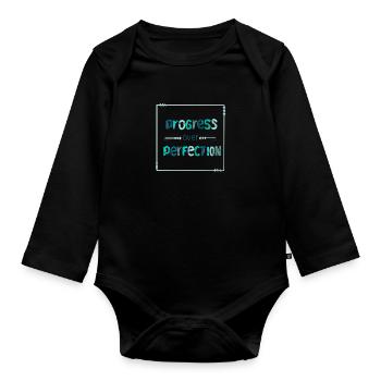 Progress over perfection - kein Perfektionismus - Baby Bio-Langarm-Body - Schwarz - Vorne