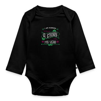 funny sayings fun blog humor book lover cups - Organic Longsleeve Baby Bodysuit - black - Front
