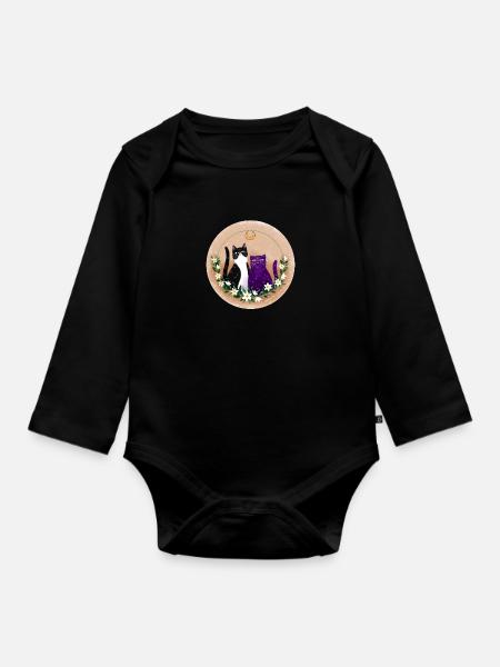 Zwei Katzen - Baby Bio-Langarm-Body - Schwarz