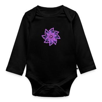 Blüte - Baby Bio-Langarm-Body - Schwarz - Vorne