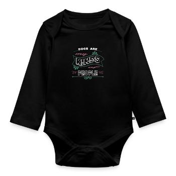 Beagle dogs dogwalking animal rights activists - Organic Longsleeve Baby Bodysuit - black - Front
