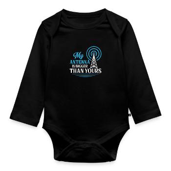 Mon antenne est plus grande que la vôtre Opérateur amateur - Body Bébé bio manches longues - noir - Devant