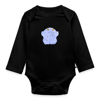 Frosch Kröte in Pastell - Baby Bio-Langarm-Body - Schwarz - Vorne