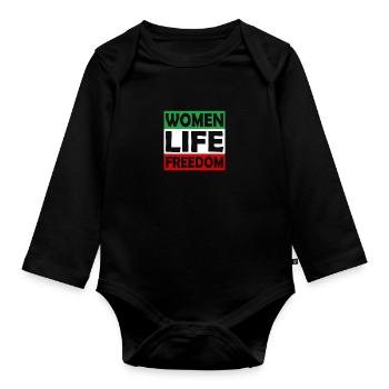 Women Life Freedom - Free Iran - Mahsa Amini - Organic Longsleeve Baby Bodysuit - black - Front