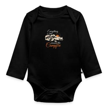 Tout est mieux autour du feu de camp - Body Bébé bio manches longues - noir - Devant