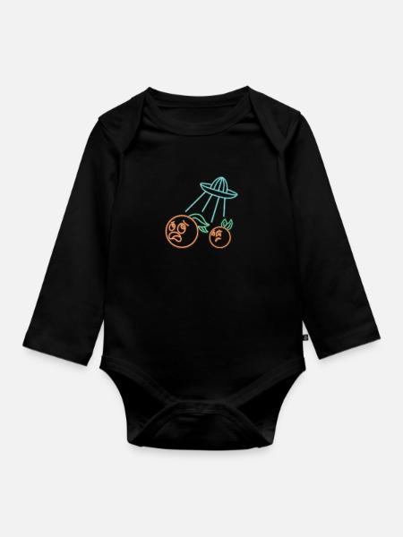 Orange juicer Ufo - Organic Longsleeve Baby Bodysuit - black