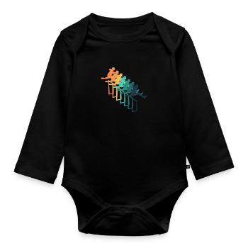 Retro hurdle racing - Organic Longsleeve Baby Bodysuit - black - Front
