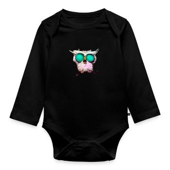 Owl_ 02 - Body Bébé bio manches longues - noir - Devant