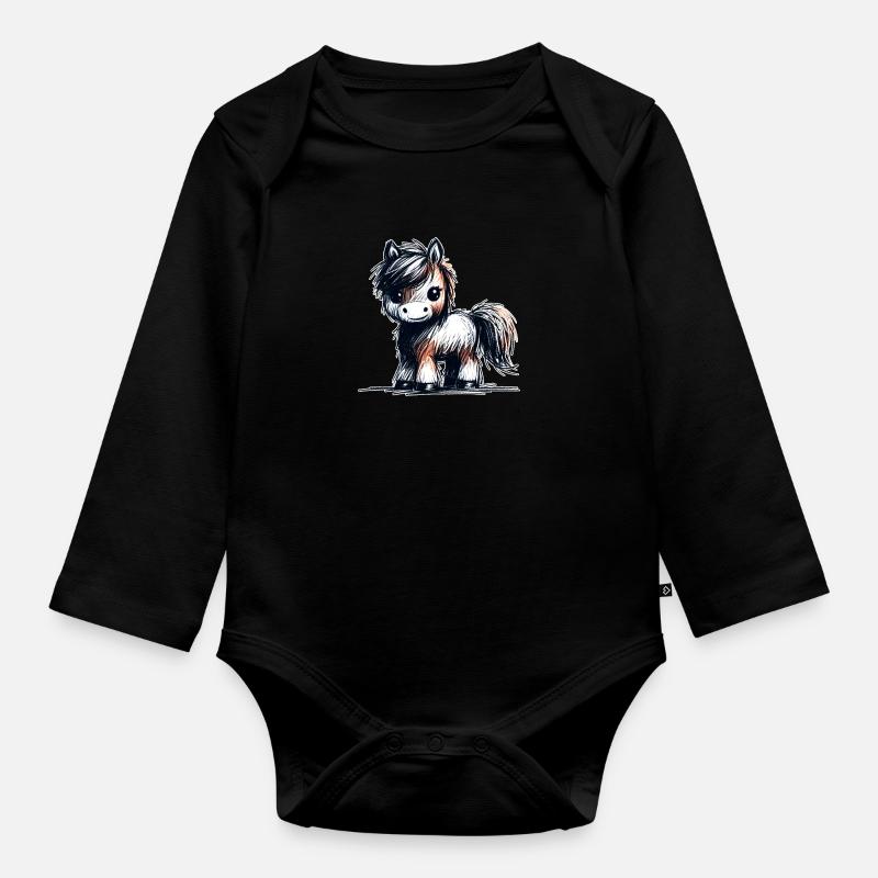 Pferdchen - Baby Bio-Langarm-Body - Schwarz