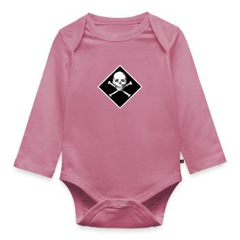 Skull and bones - Organic Longsleeve Baby Bodysuit - mauve - Front