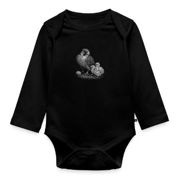 Peregrine falcon - Organic Longsleeve Baby Bodysuit - black - Front