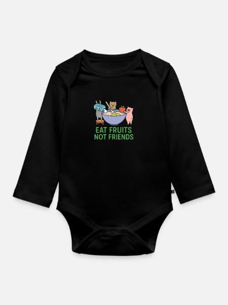 Vegan Food - Organic Longsleeve Baby Bodysuit - black