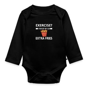 exercise i thought you said extra fries - Baby Bio-Langarm-Body - Schwarz - Vorne