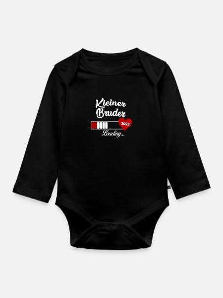 Kleiner Bruder Loading 2023 - Baby Bio-Langarm-Body - Schwarz