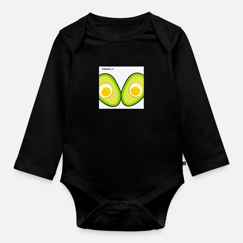 Avocado mit Ei - Baby Bio-Langarm-Body - Schwarz