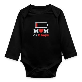 Mom of 2 Boys from Son to Mom Quote Mothers Day - Organic Longsleeve Baby Bodysuit - black - Front