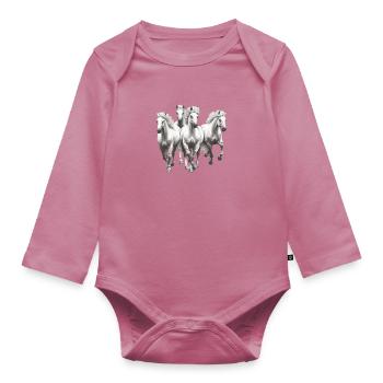 Horses - Organic Longsleeve Baby Bodysuit - mauve - Front
