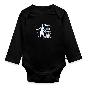 Never Underestimate An Old Woman Who Loves Tap Dan - Baby Bio-Langarm-Body - Schwarz - Vorne