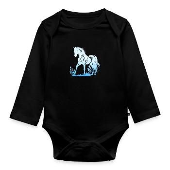 Cowboy Funny Cowboy Hat Wild Western Rodeo Texas - Organic Longsleeve Baby Bodysuit - black - Front